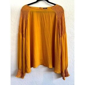 ANA A New Approach Puff Sleeve Boat Neck Top Blouse Women's Size XXL Orange‎ NWT